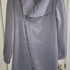 Women's Gray Asymmetrical Zip Coat